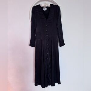 & Other Stories Elegant Black Button-Down Satin Dress
